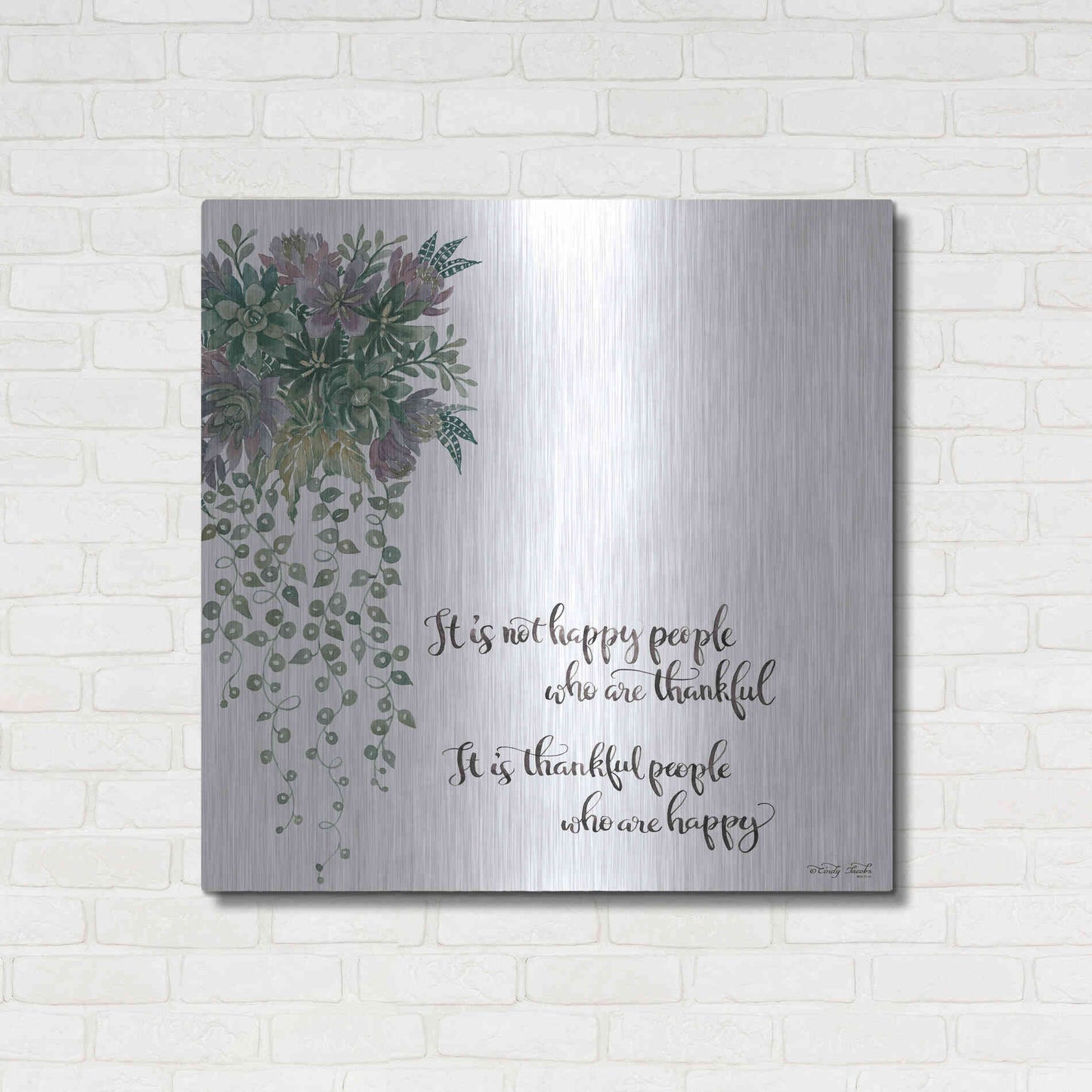 Luxe Metal Art 'Thankful People' by Cindy Jacobs, Metal Wall Art,36x36
