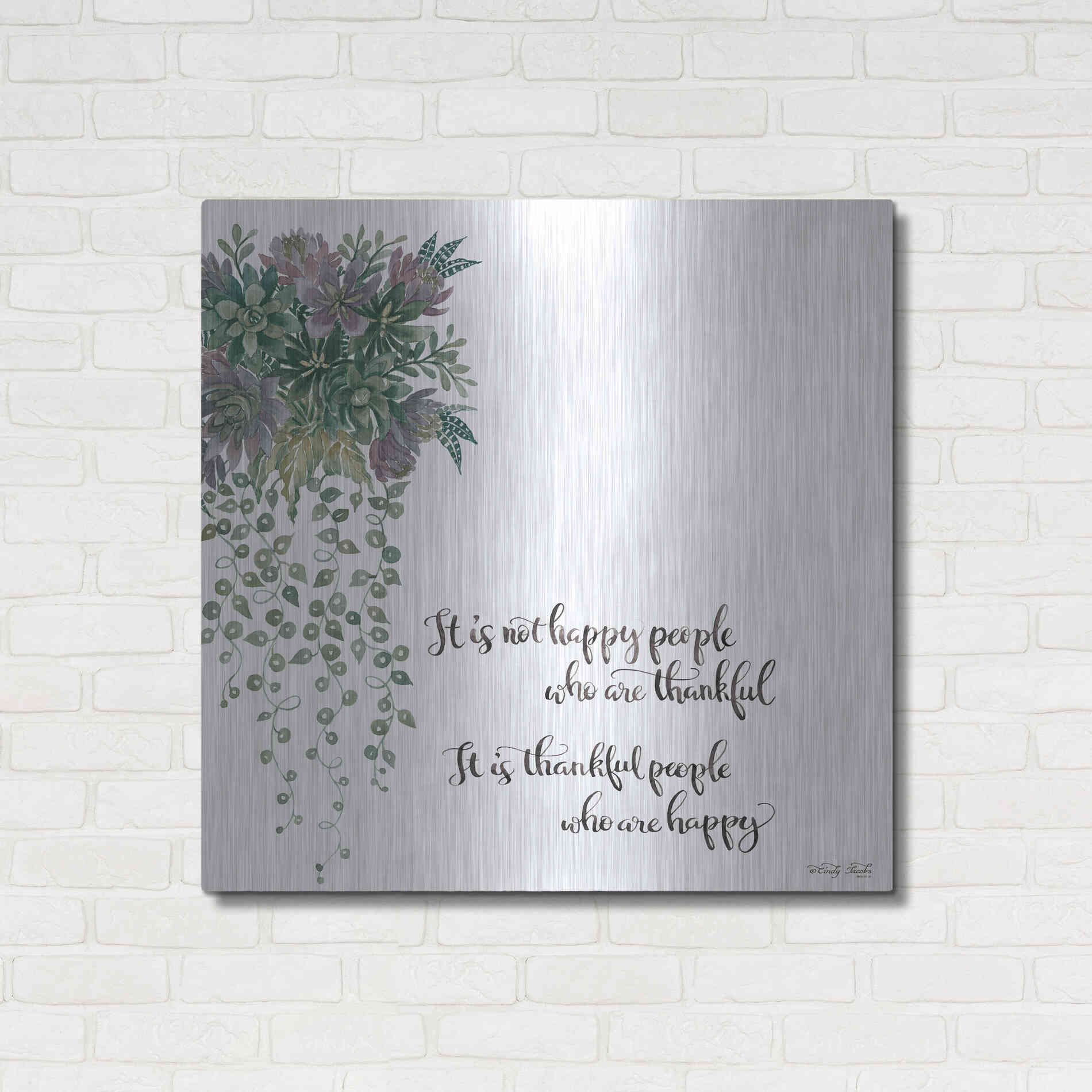 Luxe Metal Art 'Thankful People' by Cindy Jacobs, Metal Wall Art,36x36