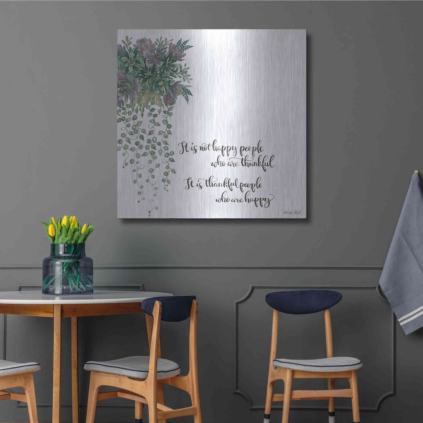 Luxe Metal Art 'Thankful People' by Cindy Jacobs, Metal Wall Art,36x36