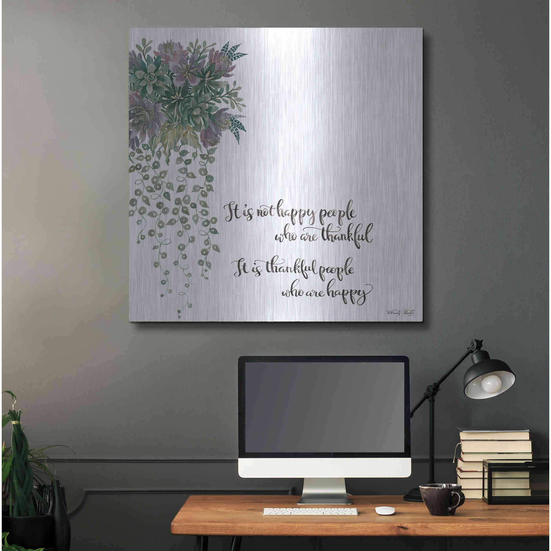 Luxe Metal Art 'Thankful People' by Cindy Jacobs, Metal Wall Art,36x36