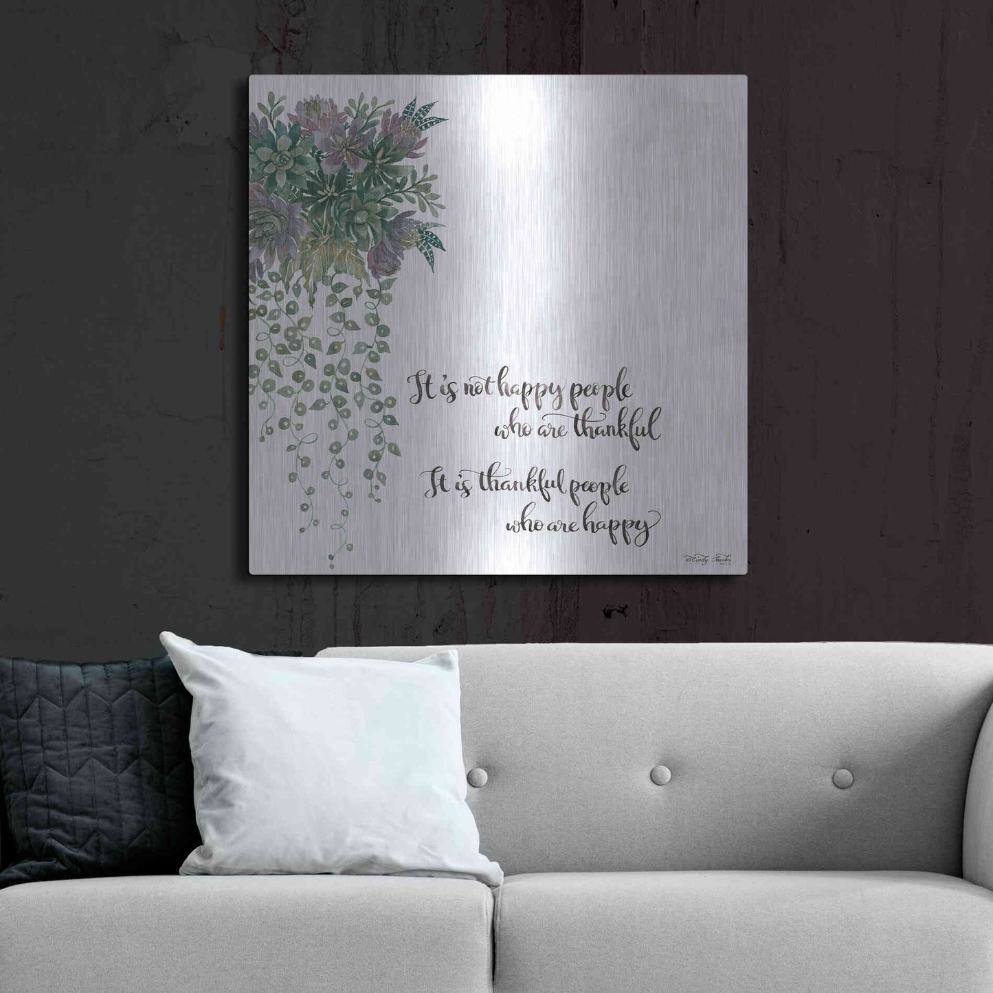 Luxe Metal Art 'Thankful People' by Cindy Jacobs, Metal Wall Art,36x36