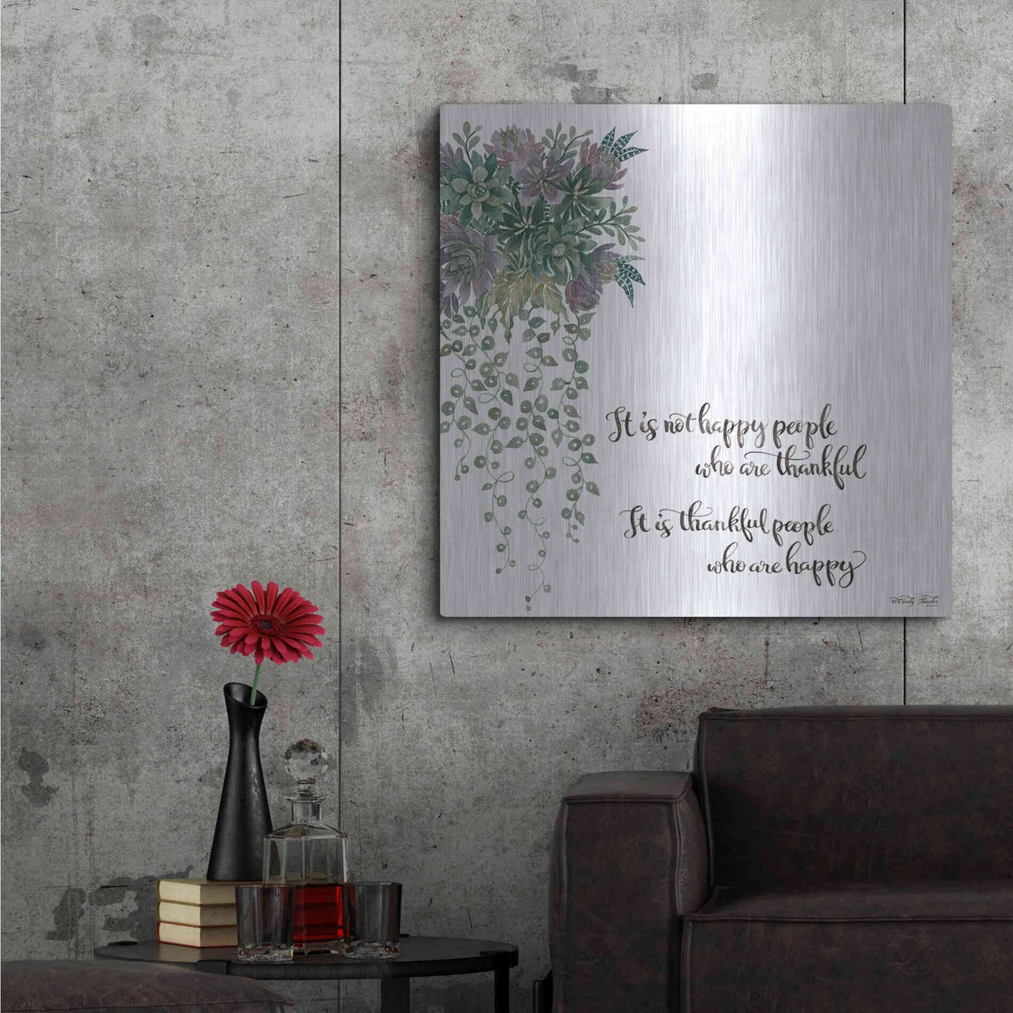 Luxe Metal Art 'Thankful People' by Cindy Jacobs, Metal Wall Art,36x36