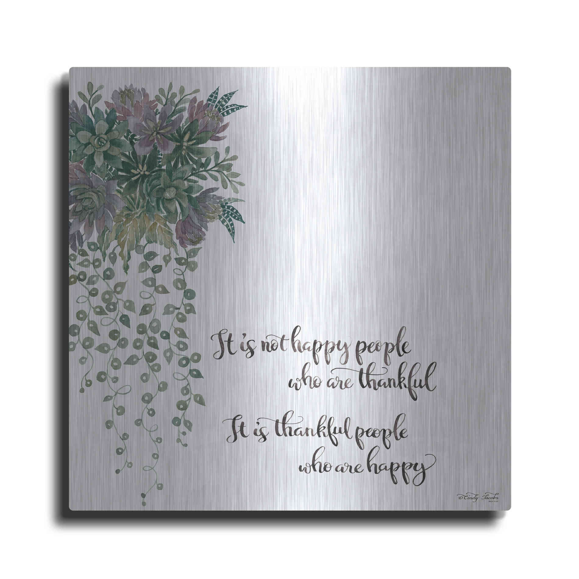 Luxe Metal Art 'Thankful People' by Cindy Jacobs, Metal Wall Art