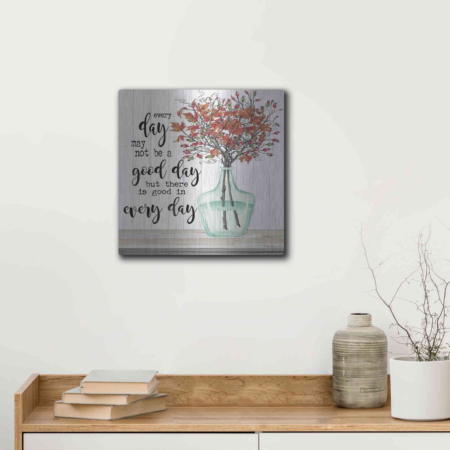 Luxe Metal Art 'Good day in Every Day' by Cindy Jacobs, Metal Wall Art,12x12