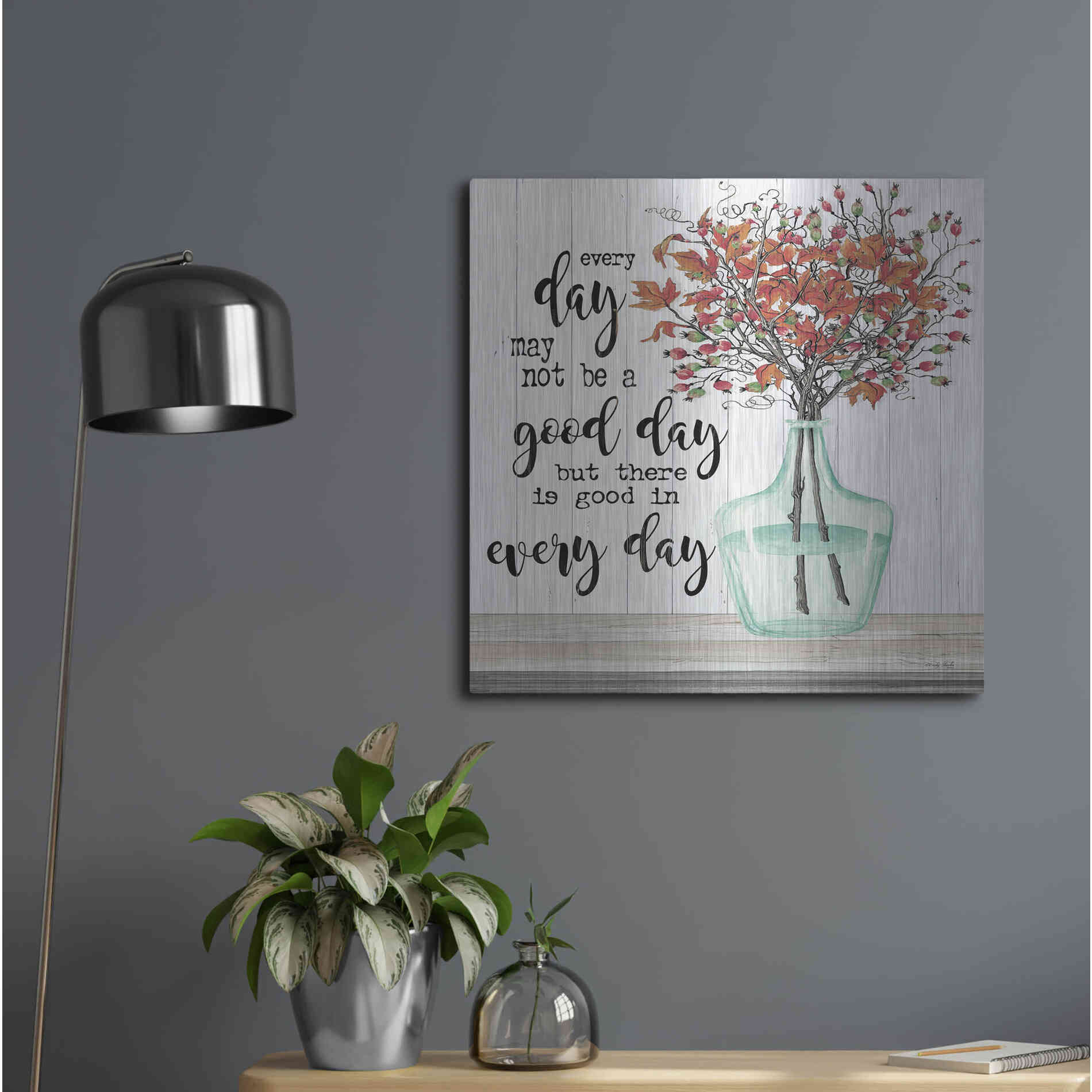 Luxe Metal Art 'Good day in Every Day' by Cindy Jacobs, Metal Wall Art,24x24