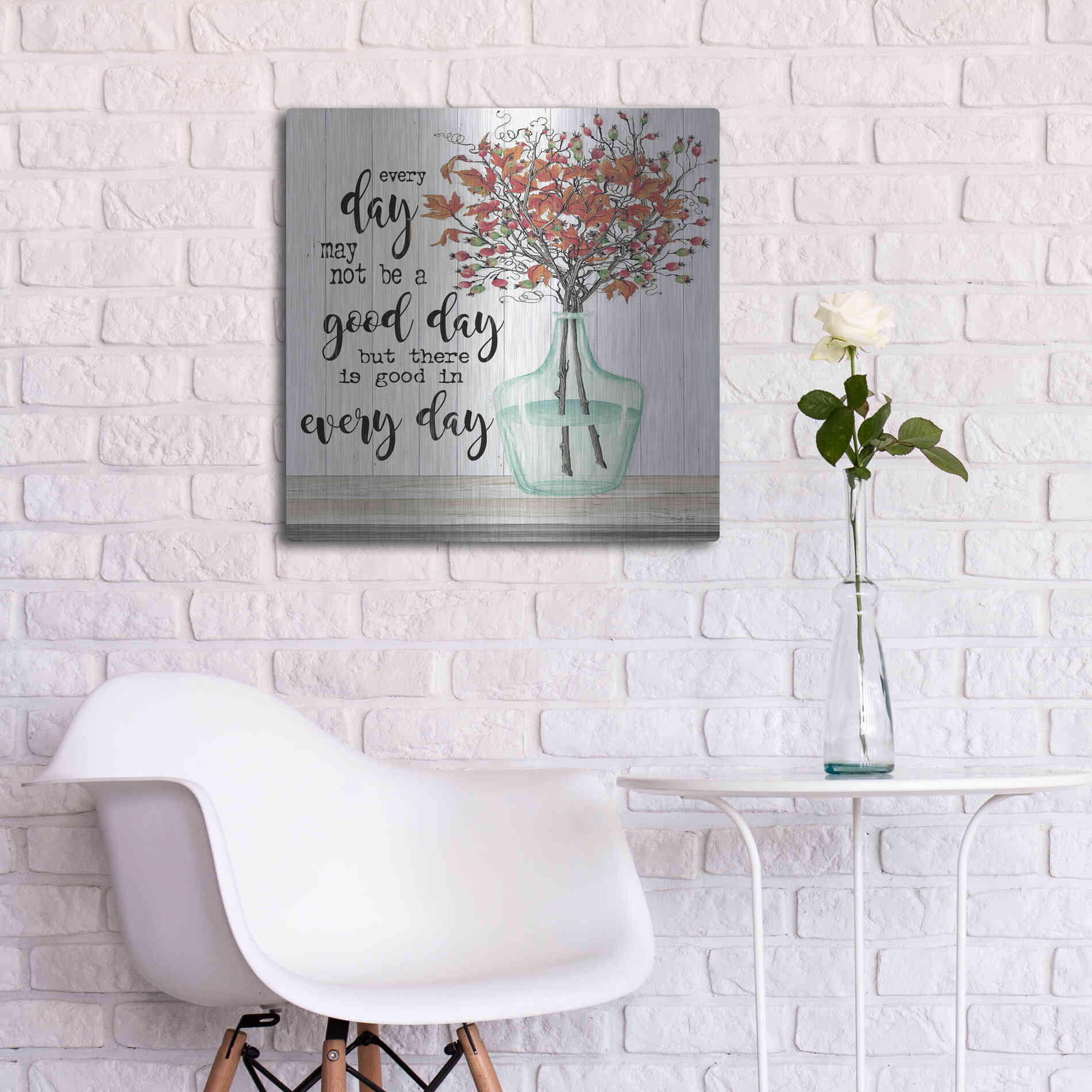 Luxe Metal Art 'Good day in Every Day' by Cindy Jacobs, Metal Wall Art,24x24