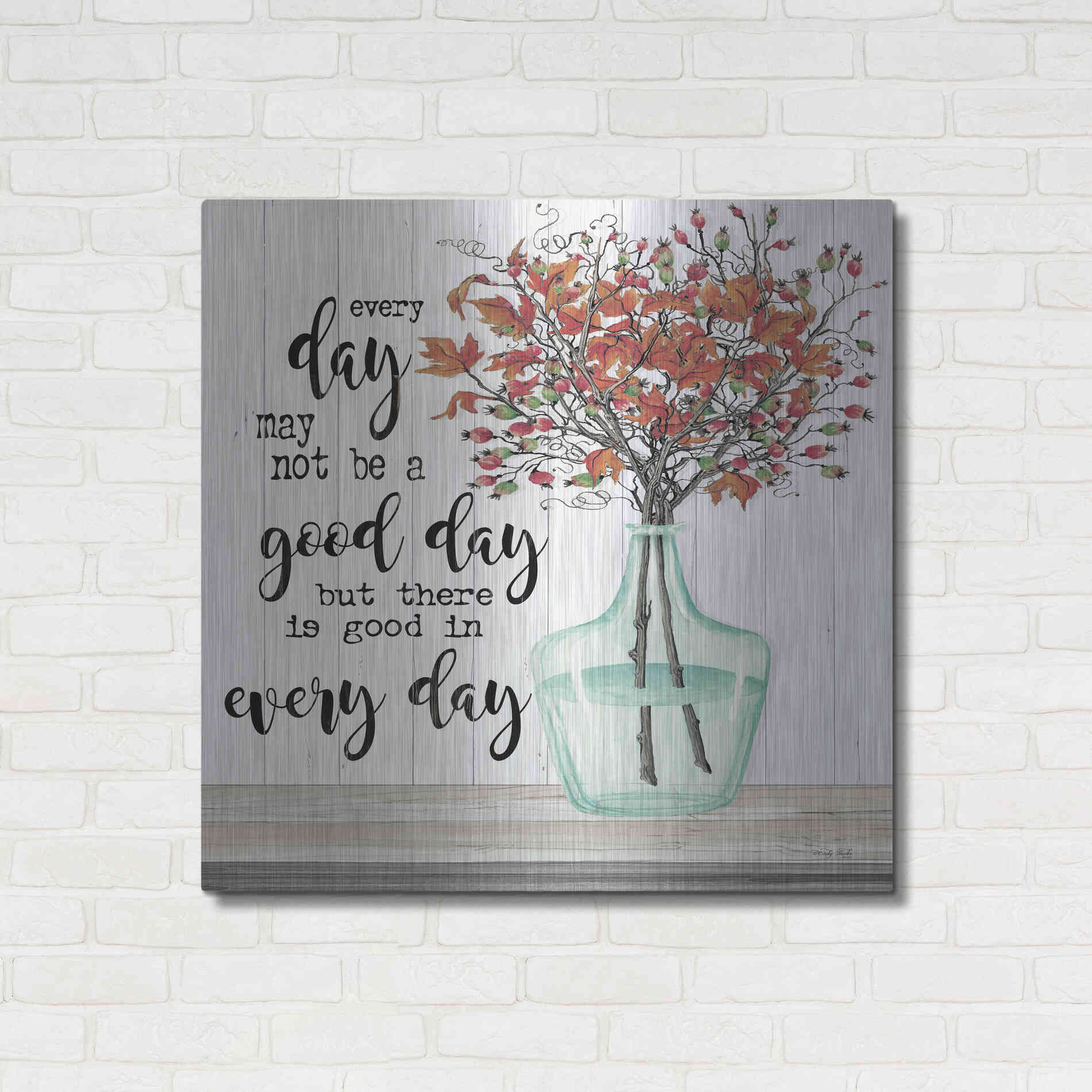 Luxe Metal Art 'Good day in Every Day' by Cindy Jacobs, Metal Wall Art,36x36