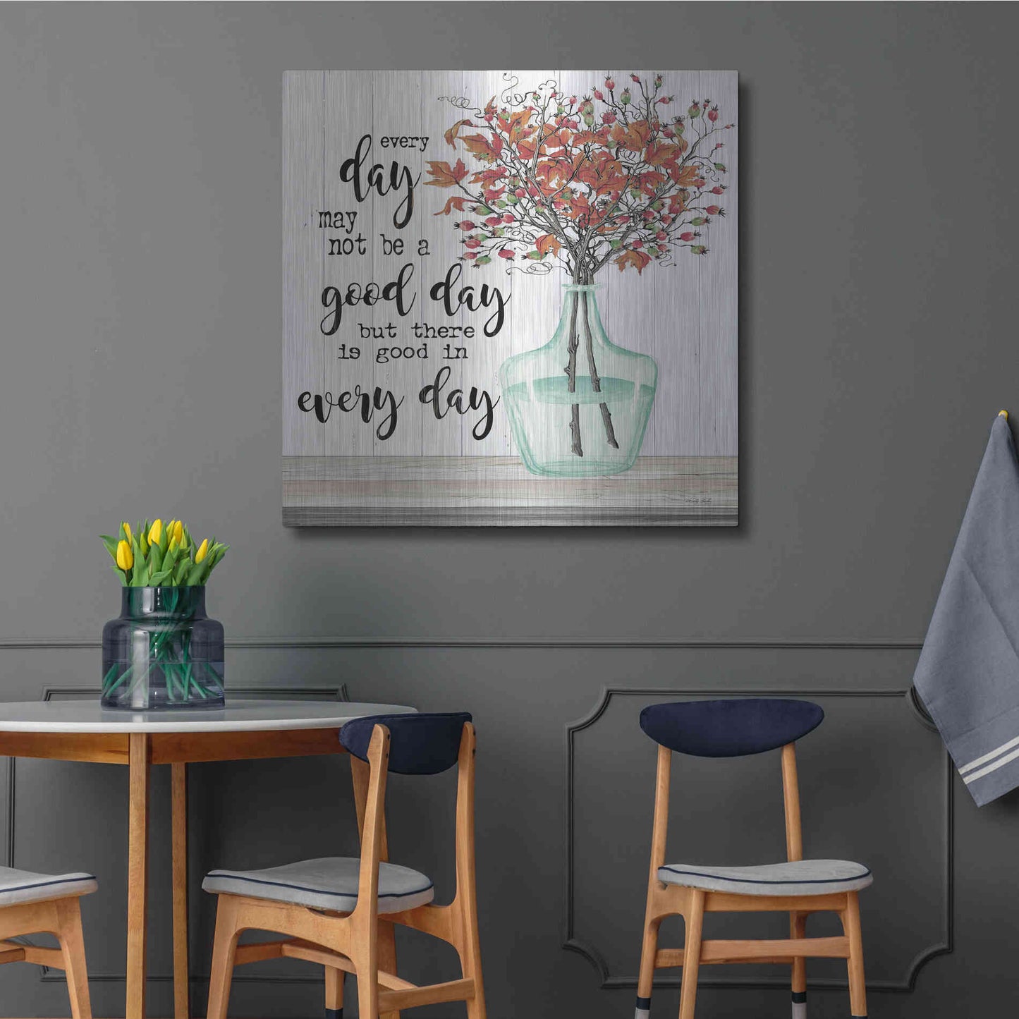 Luxe Metal Art 'Good day in Every Day' by Cindy Jacobs, Metal Wall Art,36x36