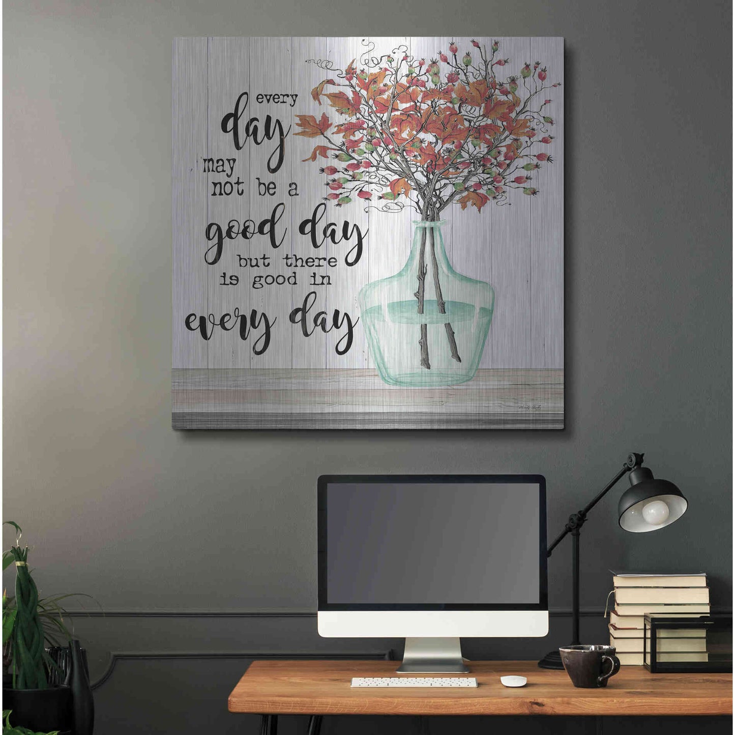 Luxe Metal Art 'Good day in Every Day' by Cindy Jacobs, Metal Wall Art,36x36