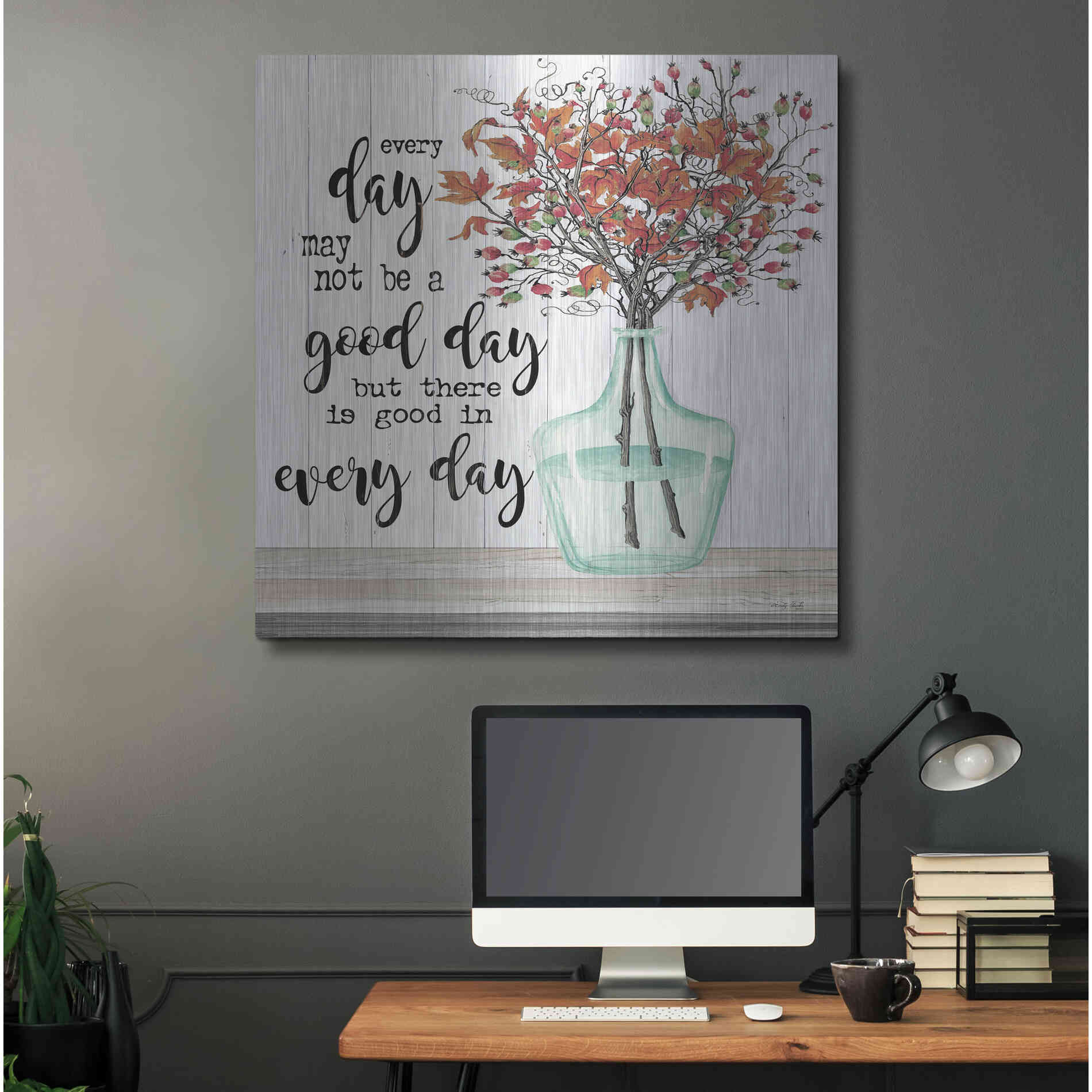 Luxe Metal Art 'Good day in Every Day' by Cindy Jacobs, Metal Wall Art,36x36