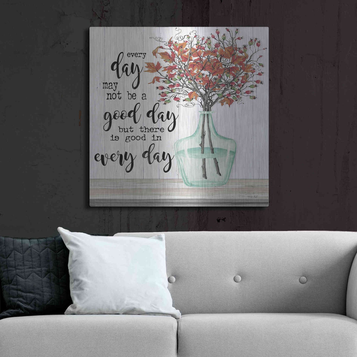 Luxe Metal Art 'Good day in Every Day' by Cindy Jacobs, Metal Wall Art,36x36