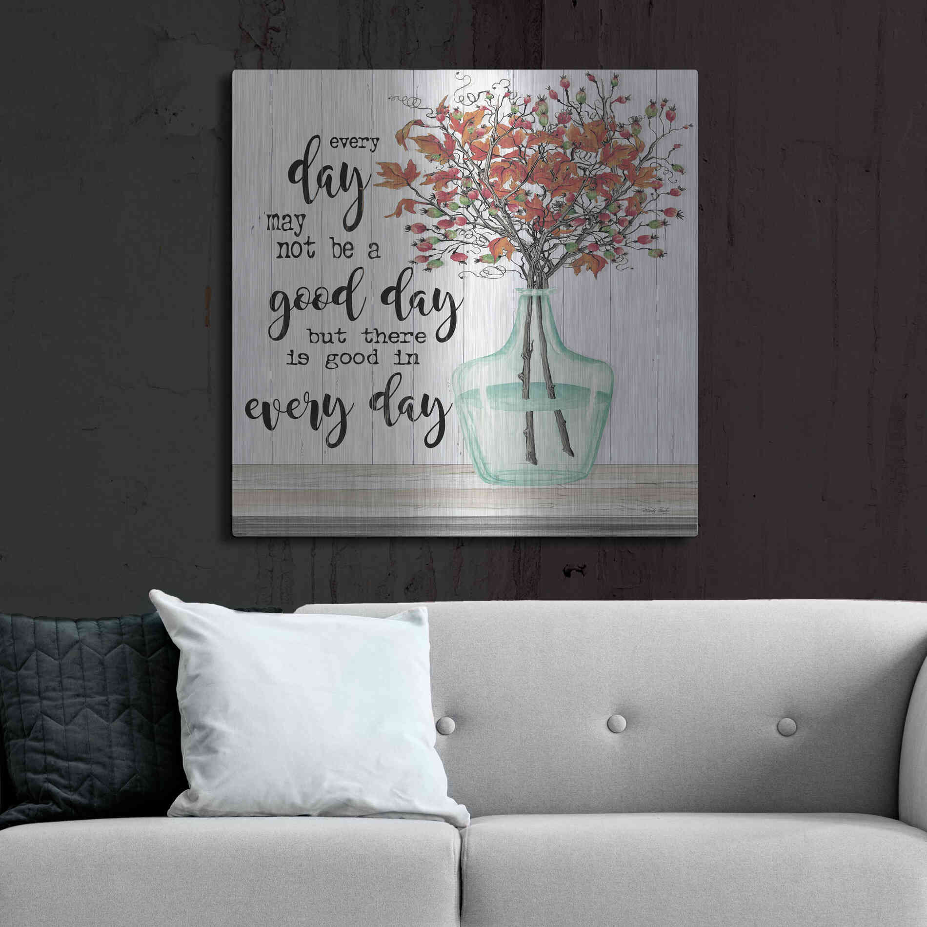 Luxe Metal Art 'Good day in Every Day' by Cindy Jacobs, Metal Wall Art,36x36