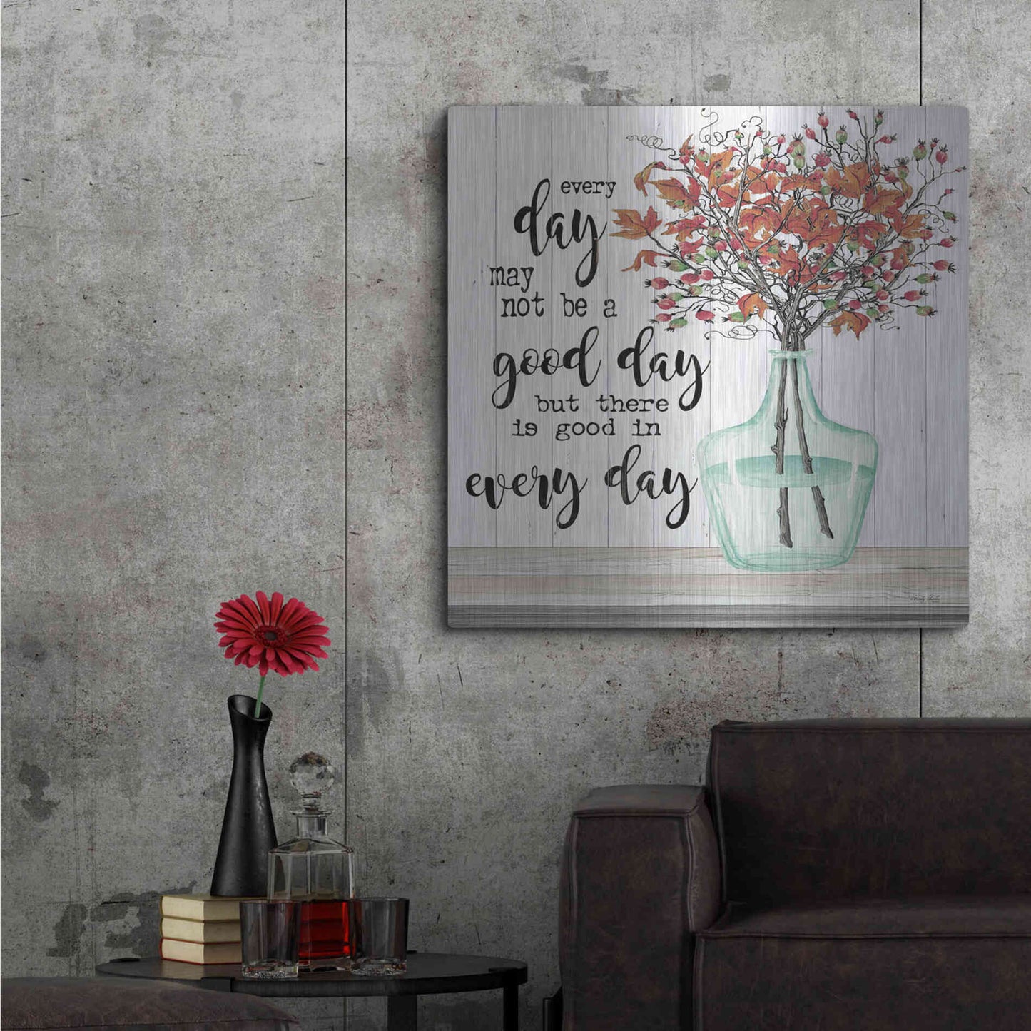 Luxe Metal Art 'Good day in Every Day' by Cindy Jacobs, Metal Wall Art,36x36