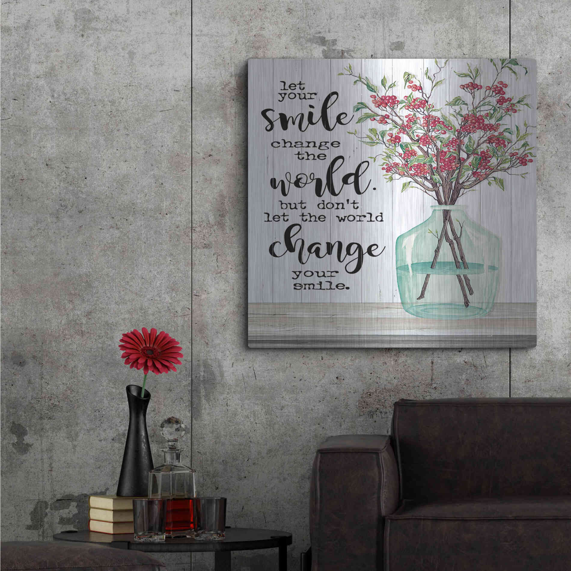 Luxe Metal Art 'Let Your Smile Change the World' by Cindy Jacobs, Metal Wall Art,36x36