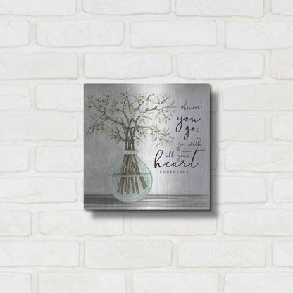 Luxe Metal Art 'Go With All Your Heart' by Cindy Jacobs, Metal Wall Art,12x12