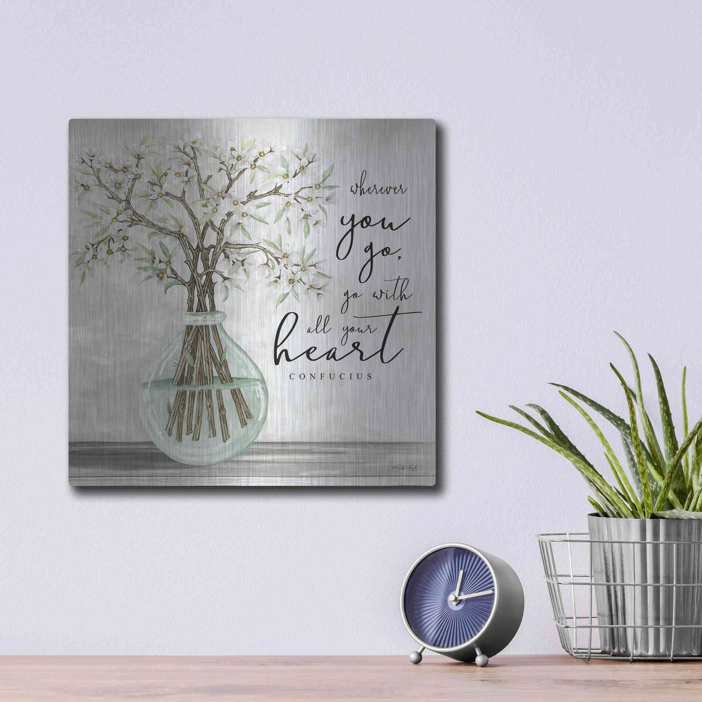 Luxe Metal Art 'Go With All Your Heart' by Cindy Jacobs, Metal Wall Art,12x12