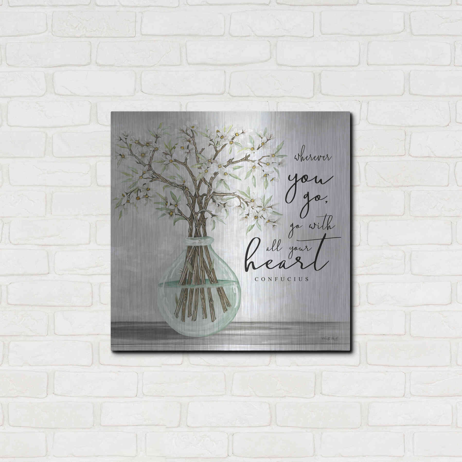 Luxe Metal Art 'Go With All Your Heart' by Cindy Jacobs, Metal Wall Art,24x24