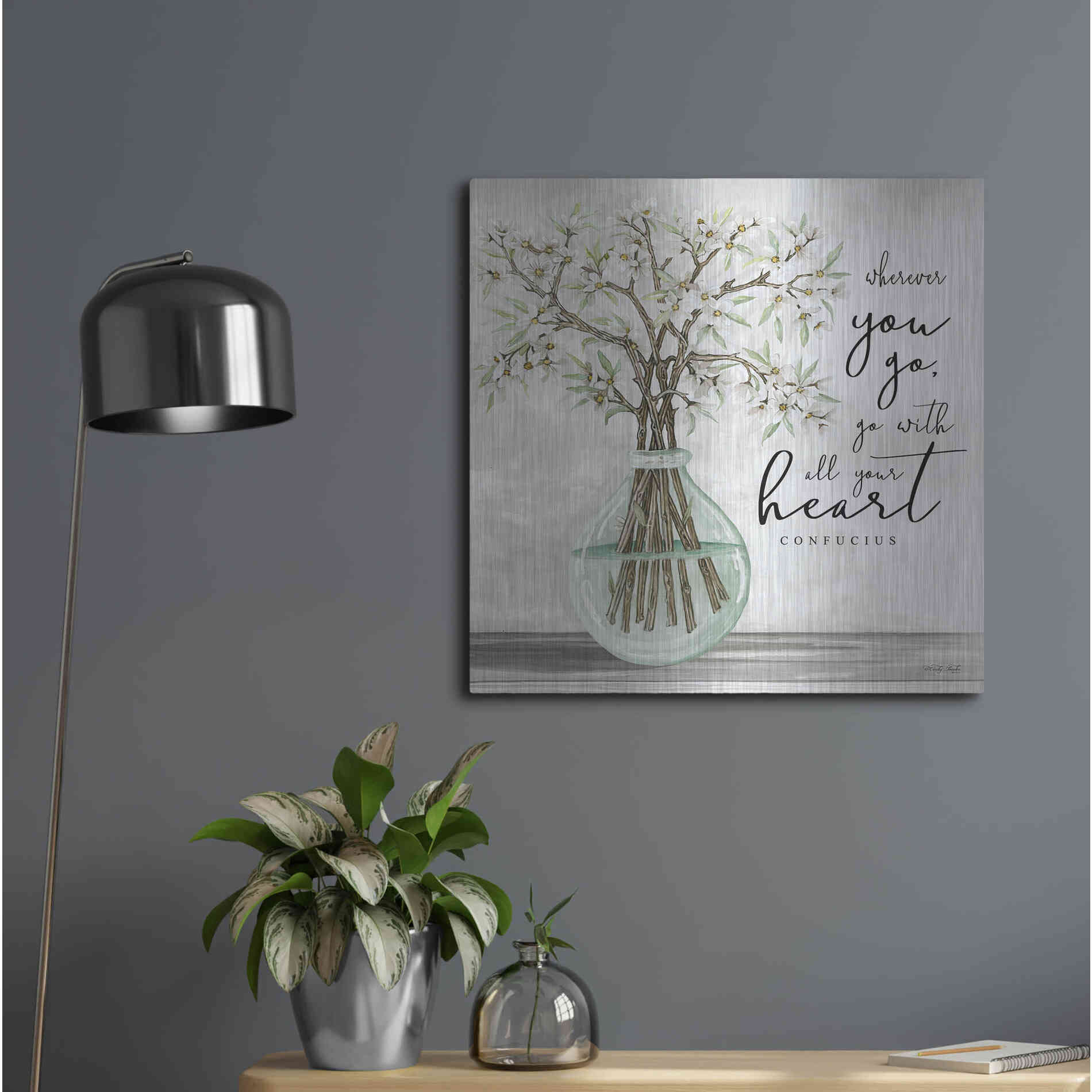 Luxe Metal Art 'Go With All Your Heart' by Cindy Jacobs, Metal Wall Art,24x24