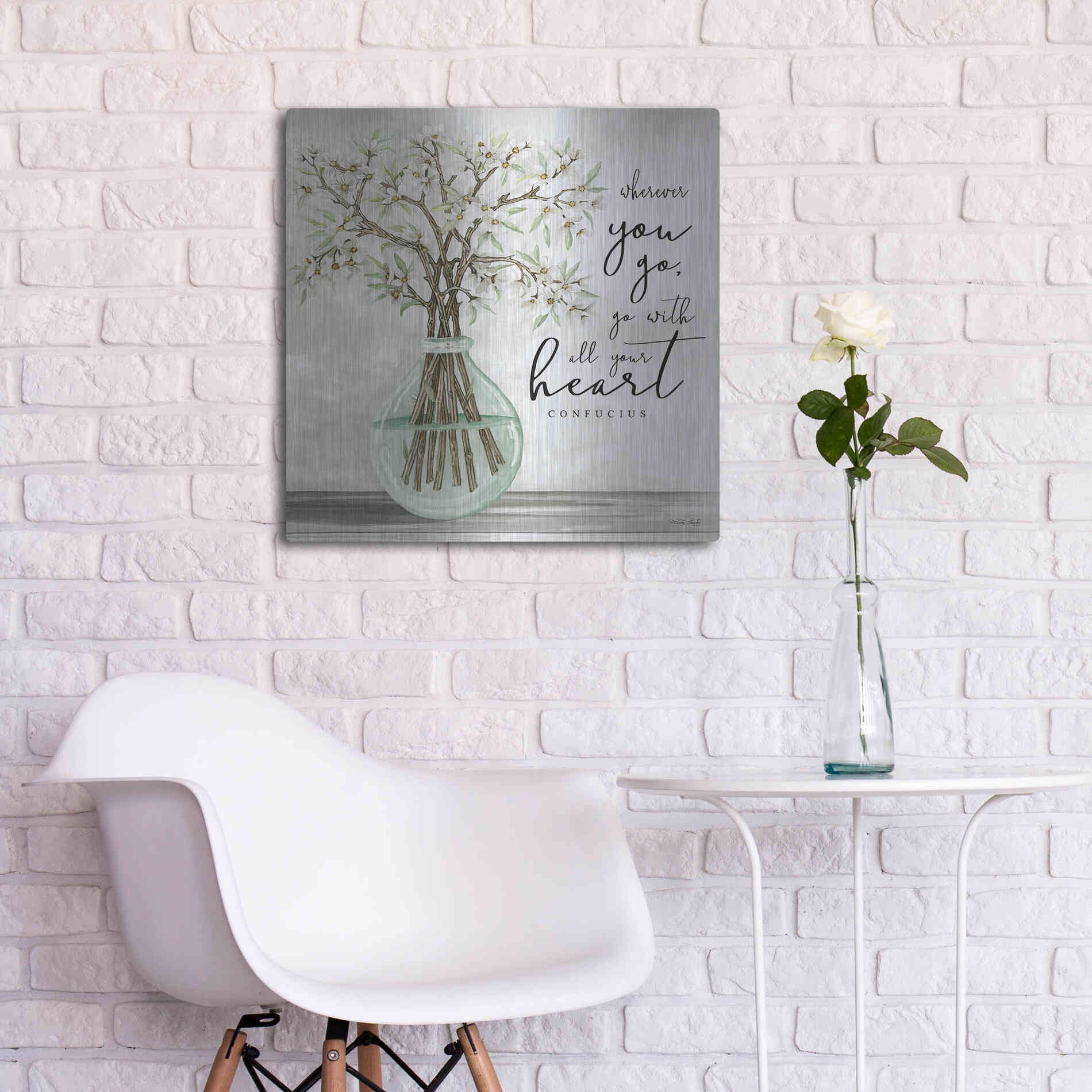 Luxe Metal Art 'Go With All Your Heart' by Cindy Jacobs, Metal Wall Art,24x24