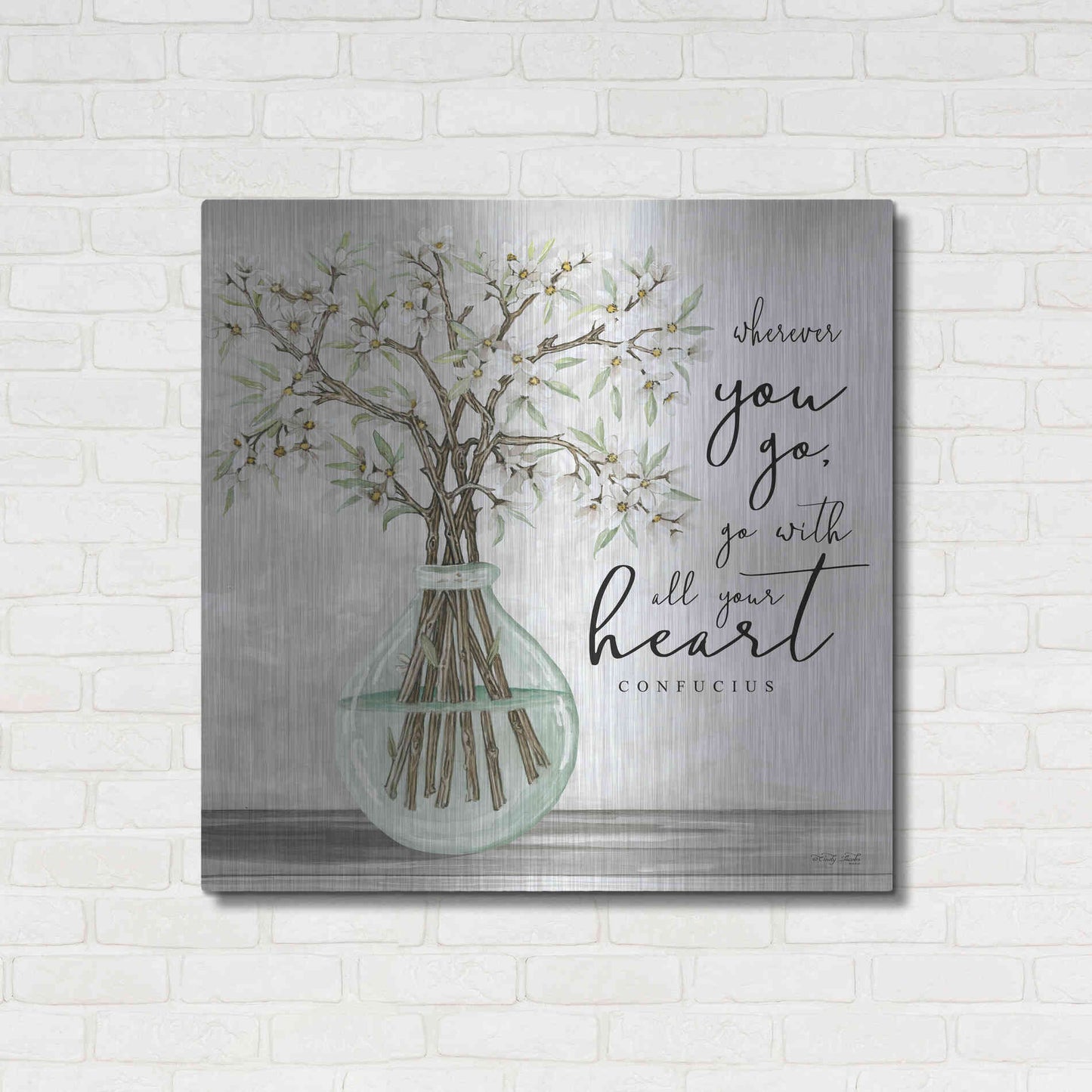 Luxe Metal Art 'Go With All Your Heart' by Cindy Jacobs, Metal Wall Art,36x36