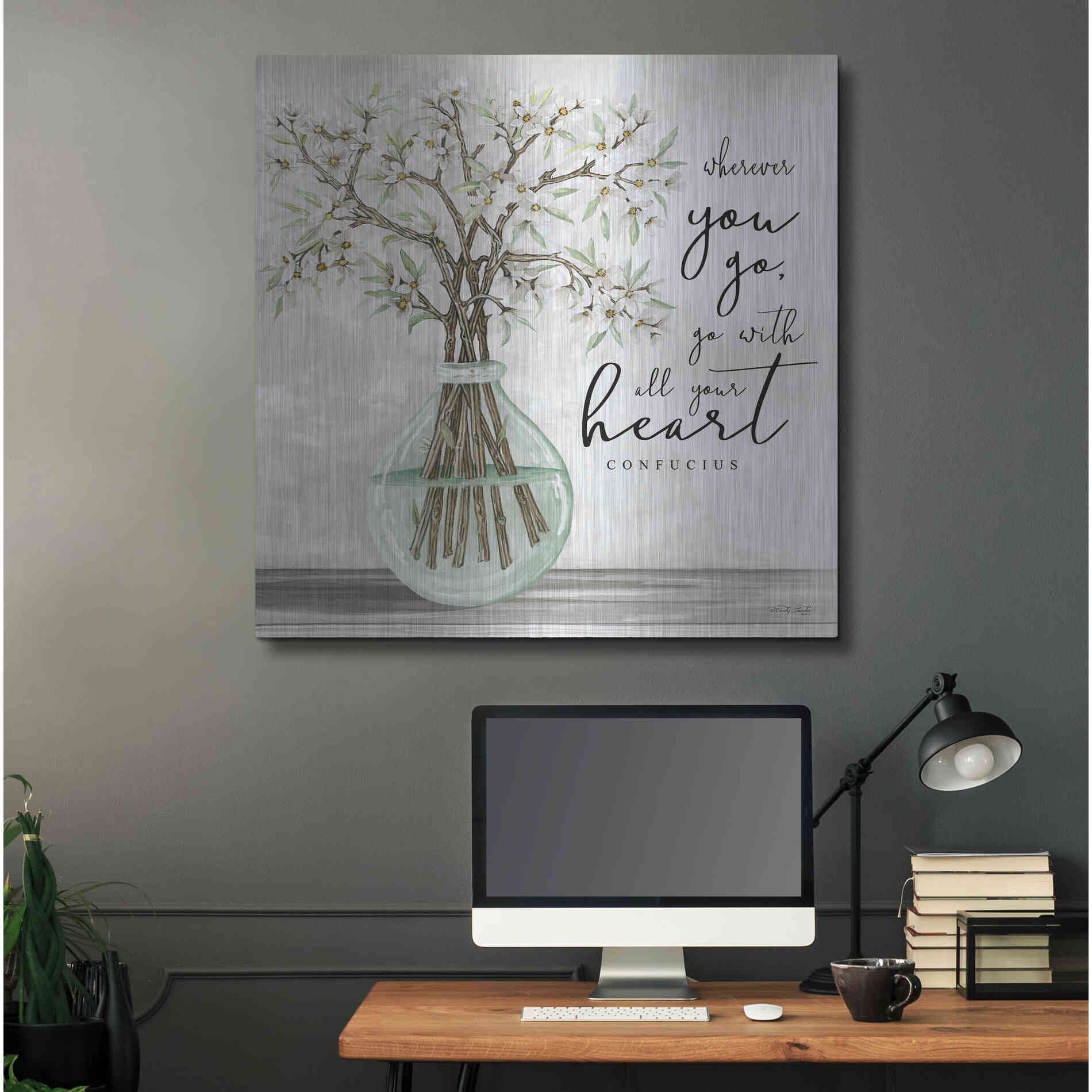 Luxe Metal Art 'Go With All Your Heart' by Cindy Jacobs, Metal Wall Art,36x36