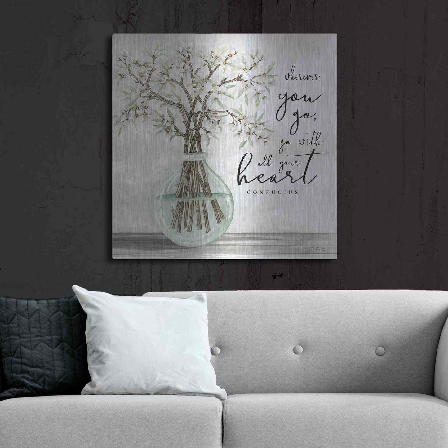 Luxe Metal Art 'Go With All Your Heart' by Cindy Jacobs, Metal Wall Art,36x36