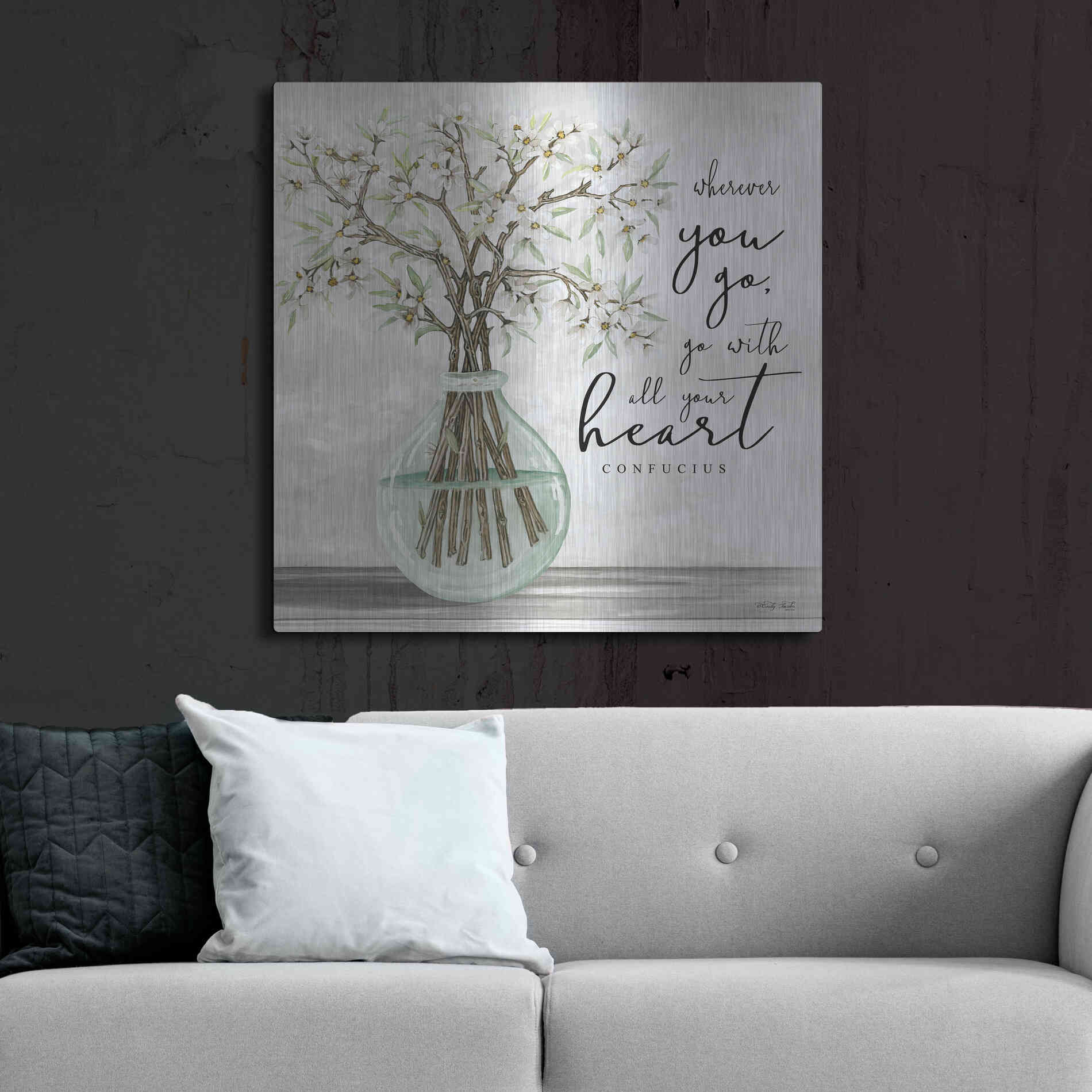 Luxe Metal Art 'Go With All Your Heart' by Cindy Jacobs, Metal Wall Art,36x36