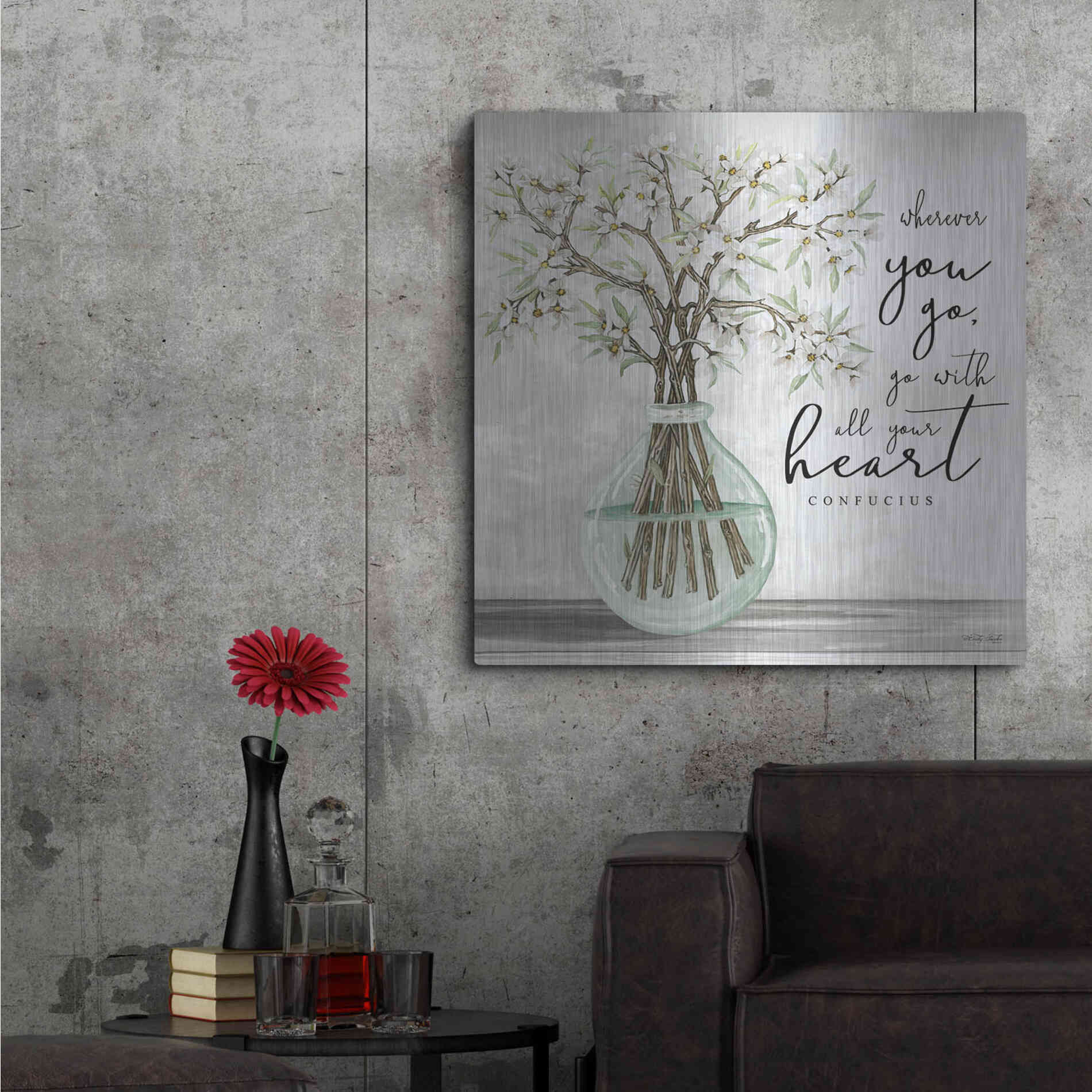 Luxe Metal Art 'Go With All Your Heart' by Cindy Jacobs, Metal Wall Art,36x36