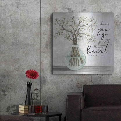 Luxe Metal Art 'Go With All Your Heart' by Cindy Jacobs, Metal Wall Art,36x36