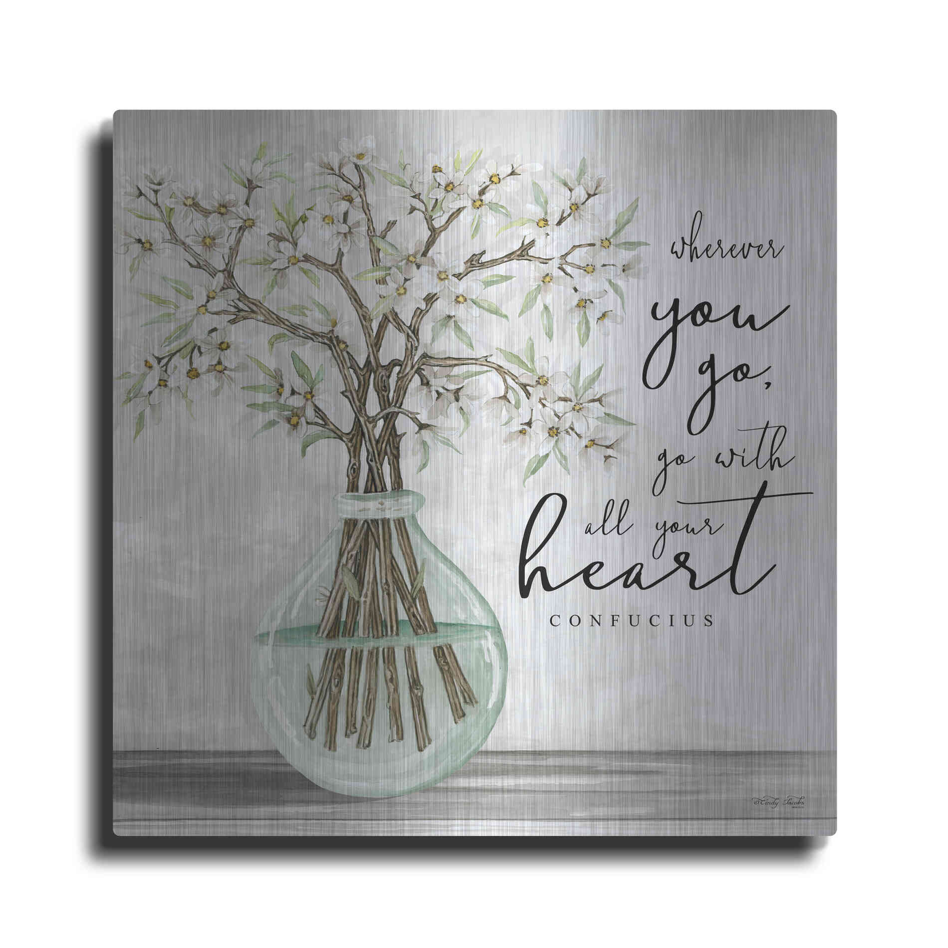 Luxe Metal Art 'Go With All Your Heart' by Cindy Jacobs, Metal Wall Art