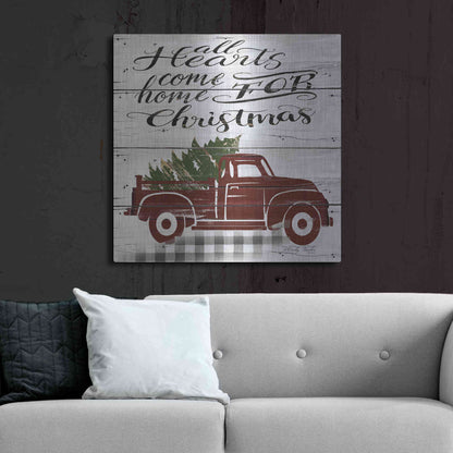 Luxe Metal Art 'All Hearts Red Truck' by Cindy Jacobs, Metal Wall Art,36x36