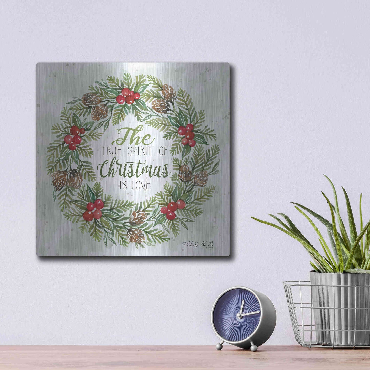 Luxe Metal Art 'True Spirit Wreath' by Cindy Jacobs, Metal Wall Art,12x12