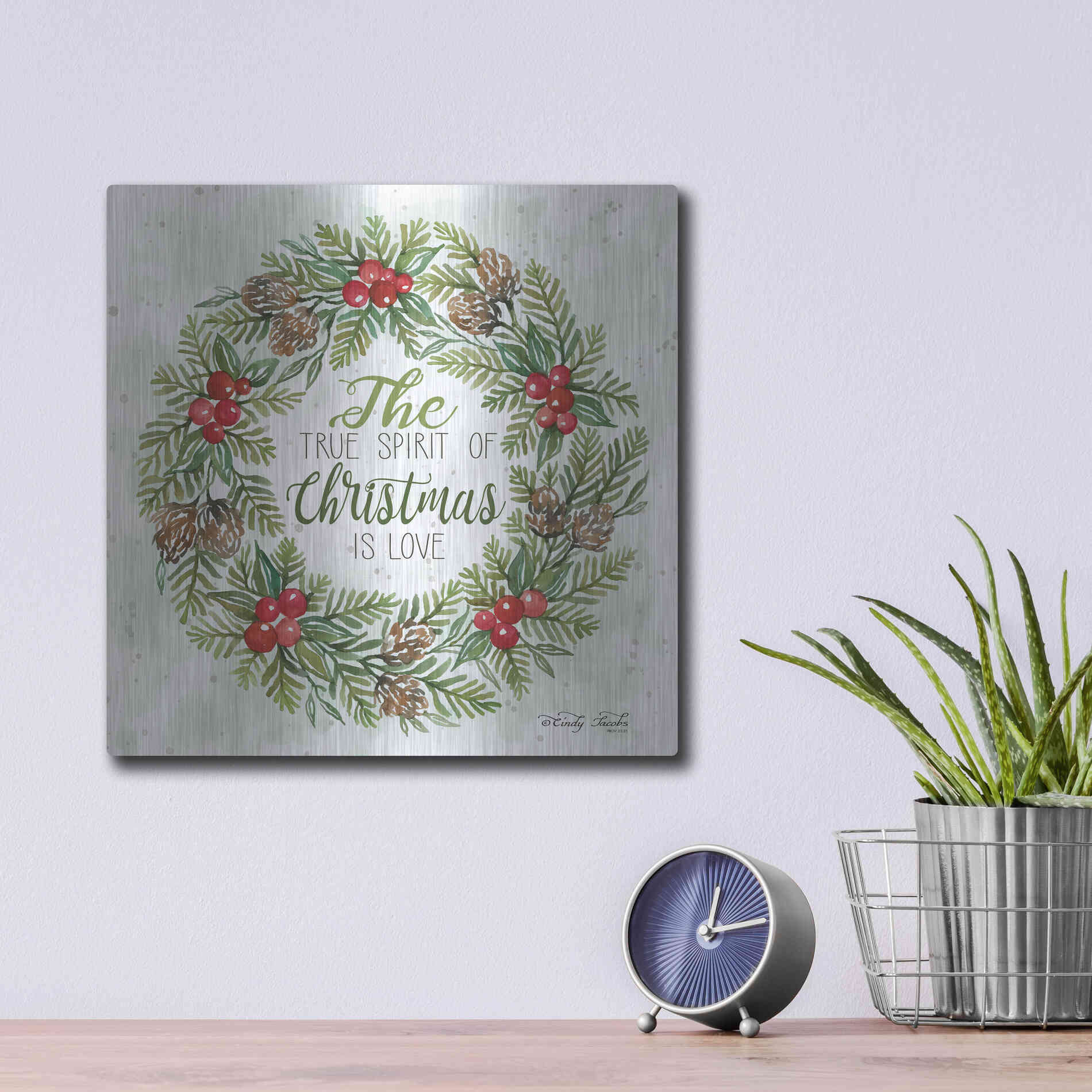 Luxe Metal Art 'True Spirit Wreath' by Cindy Jacobs, Metal Wall Art,12x12