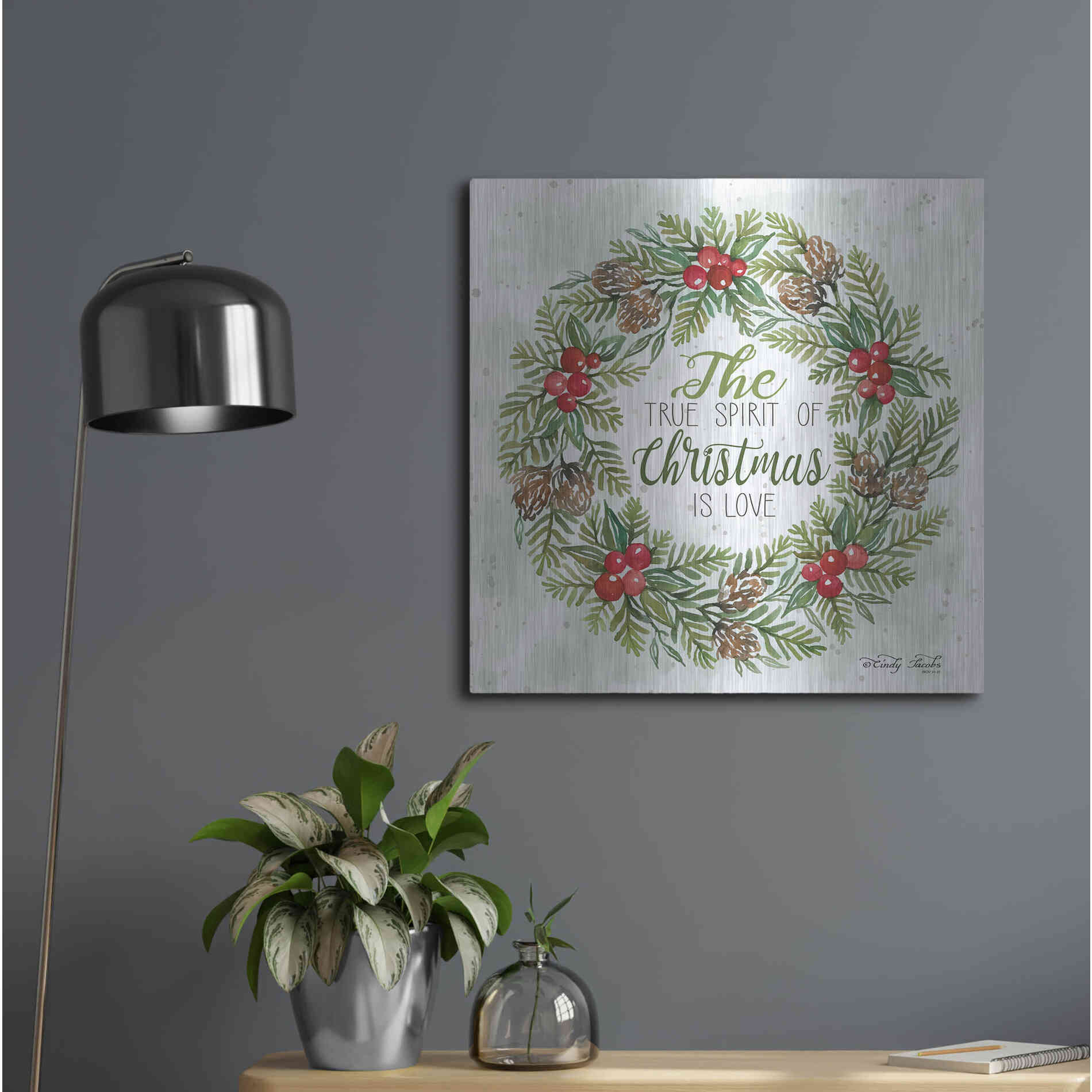 Luxe Metal Art 'True Spirit Wreath' by Cindy Jacobs, Metal Wall Art,24x24