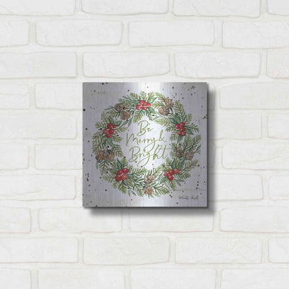 Luxe Metal Art 'Be Merry & Bright Wreath' by Cindy Jacobs, Metal Wall Art,12x12