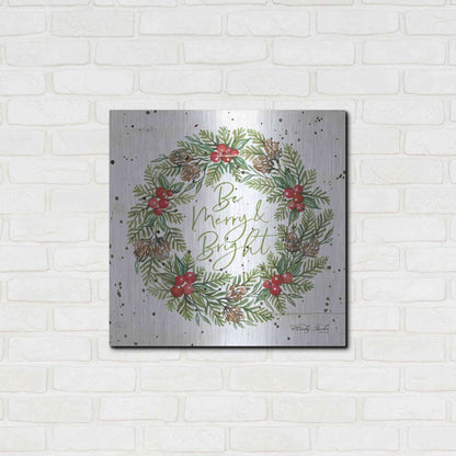 Luxe Metal Art 'Be Merry & Bright Wreath' by Cindy Jacobs, Metal Wall Art,24x24
