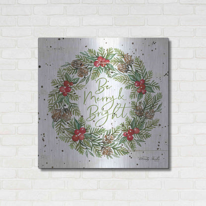 Luxe Metal Art 'Be Merry & Bright Wreath' by Cindy Jacobs, Metal Wall Art,36x36