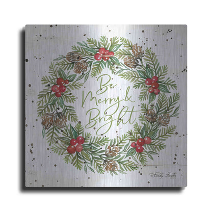 Luxe Metal Art 'Be Merry & Bright Wreath' by Cindy Jacobs, Metal Wall Art