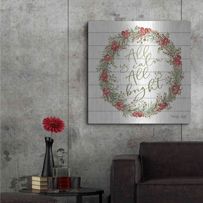 Luxe Metal Art 'All is Calm Berry Wreath' by Cindy Jacobs, Metal Wall Art,36x36