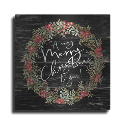 Luxe Metal Art 'A Very Merry Christmas Wreath' by Cindy Jacobs, Metal Wall Art