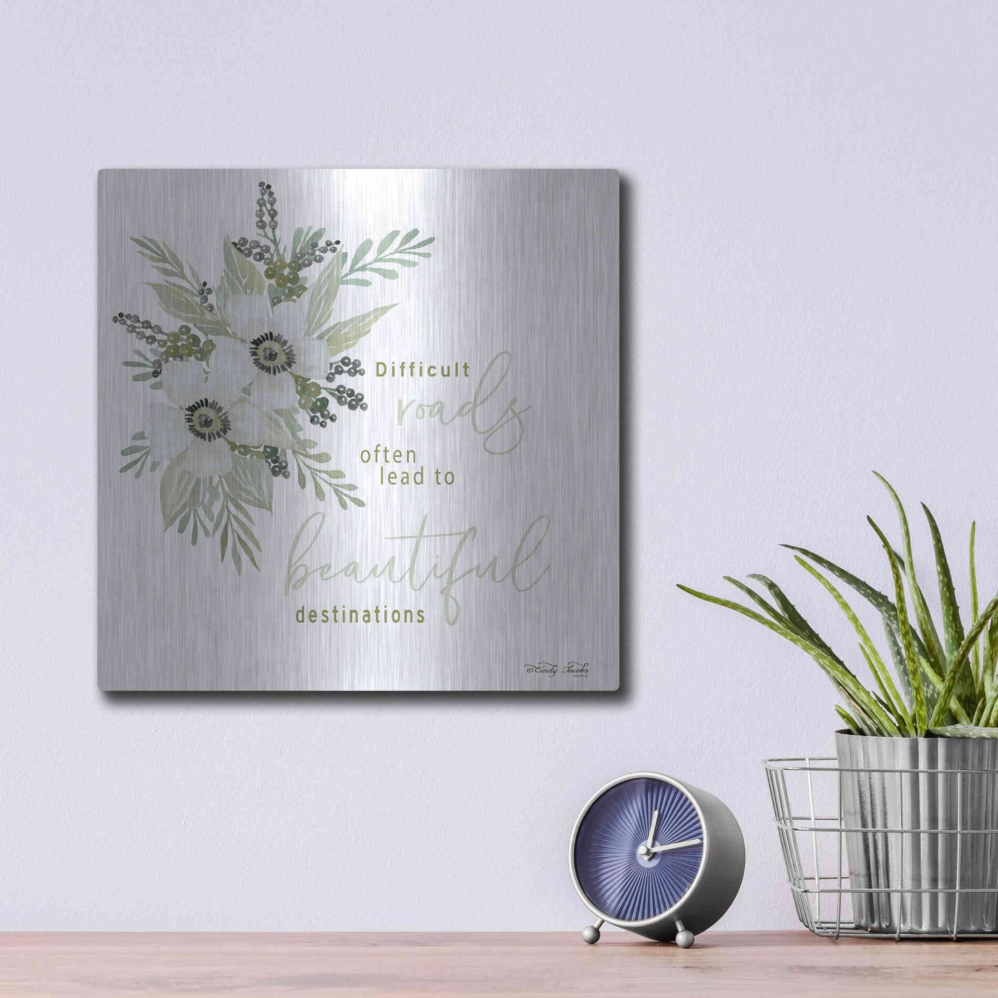 Luxe Metal Art 'Beautiful Destinations' by Cindy Jacobs, Metal Wall Art,12x12