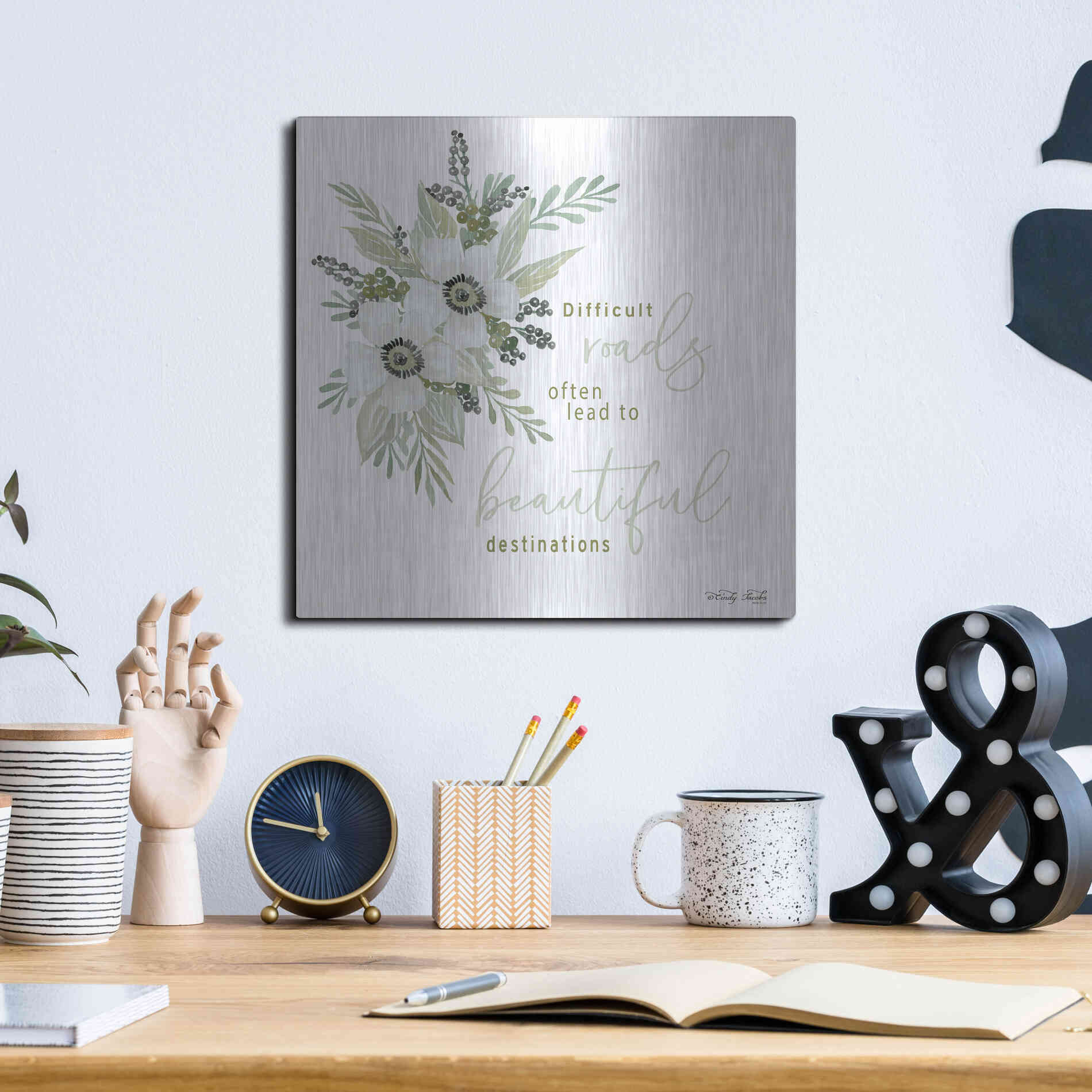 Luxe Metal Art 'Beautiful Destinations' by Cindy Jacobs, Metal Wall Art,12x12