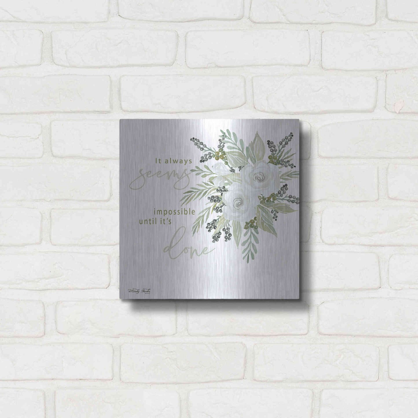 Luxe Metal Art 'It's Done' by Cindy Jacobs, Metal Wall Art,12x12