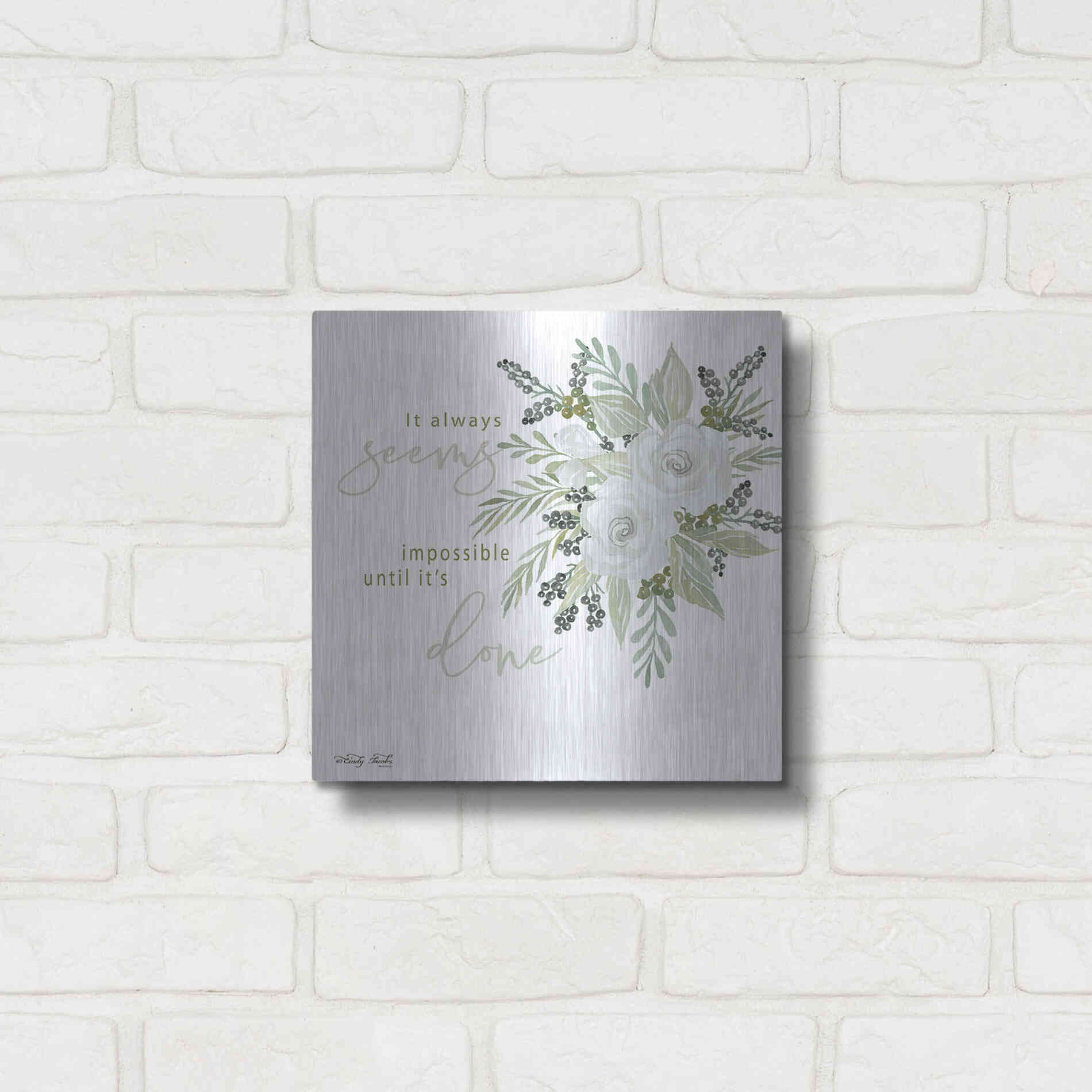 Luxe Metal Art 'It's Done' by Cindy Jacobs, Metal Wall Art,12x12