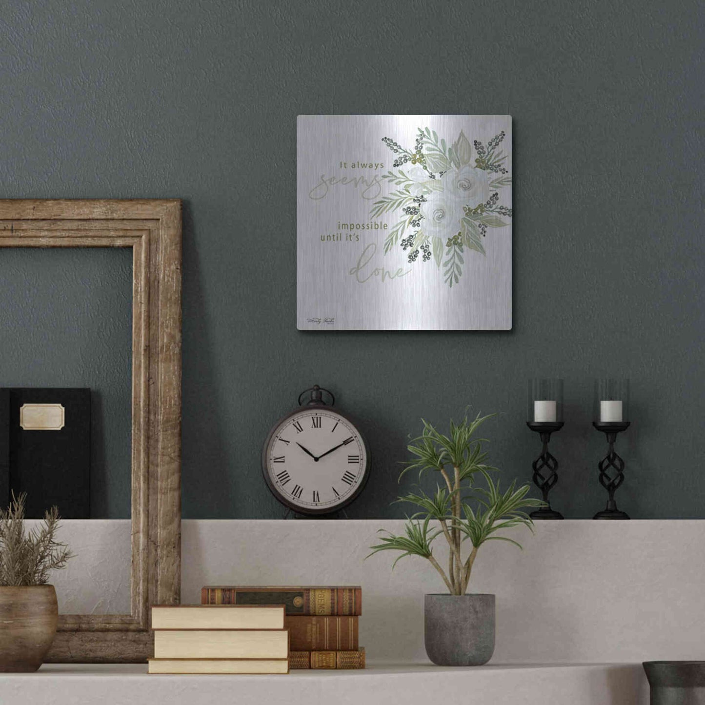 Luxe Metal Art 'It's Done' by Cindy Jacobs, Metal Wall Art,12x12