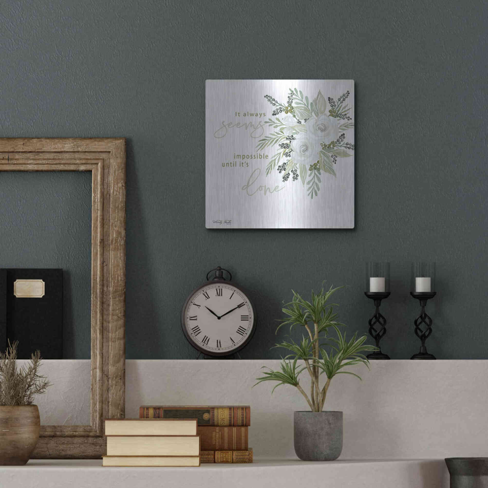 Luxe Metal Art 'It's Done' by Cindy Jacobs, Metal Wall Art,12x12