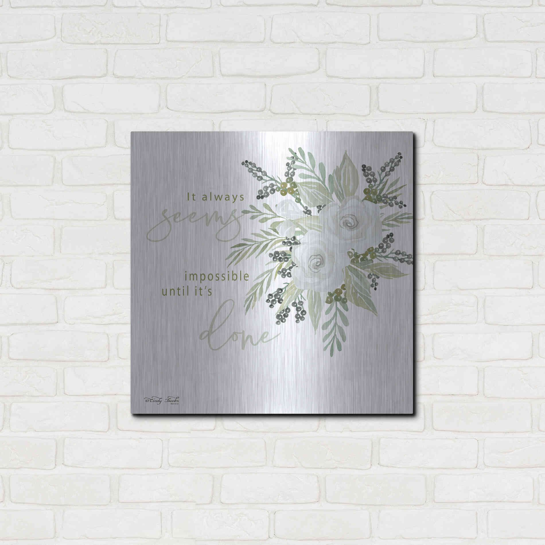Luxe Metal Art 'It's Done' by Cindy Jacobs, Metal Wall Art,24x24