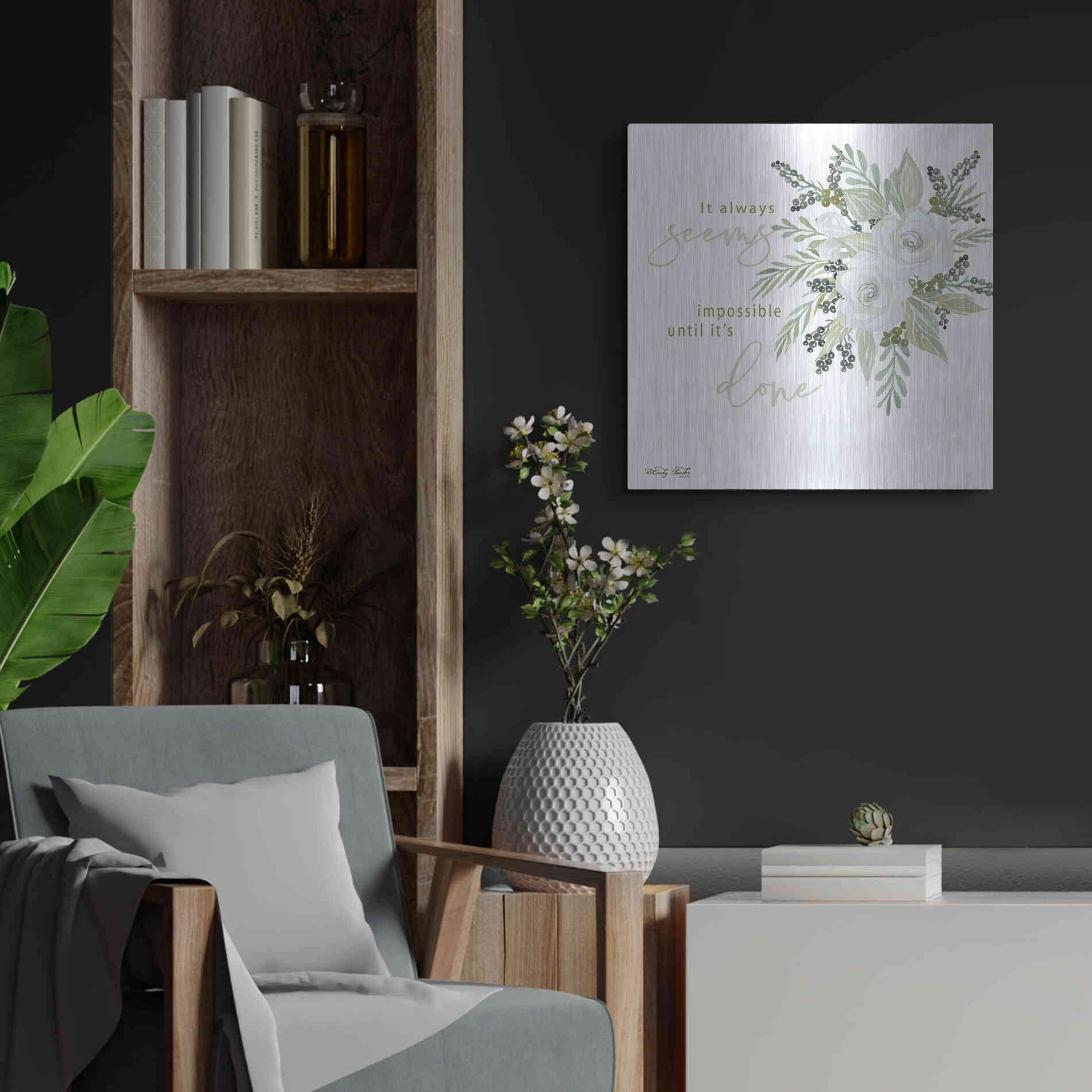 Luxe Metal Art 'It's Done' by Cindy Jacobs, Metal Wall Art,24x24