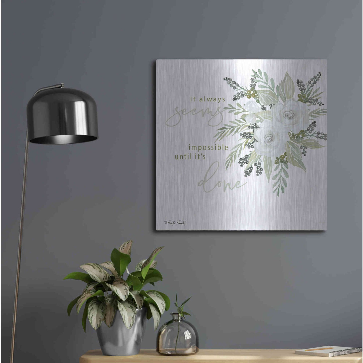 Luxe Metal Art 'It's Done' by Cindy Jacobs, Metal Wall Art,24x24