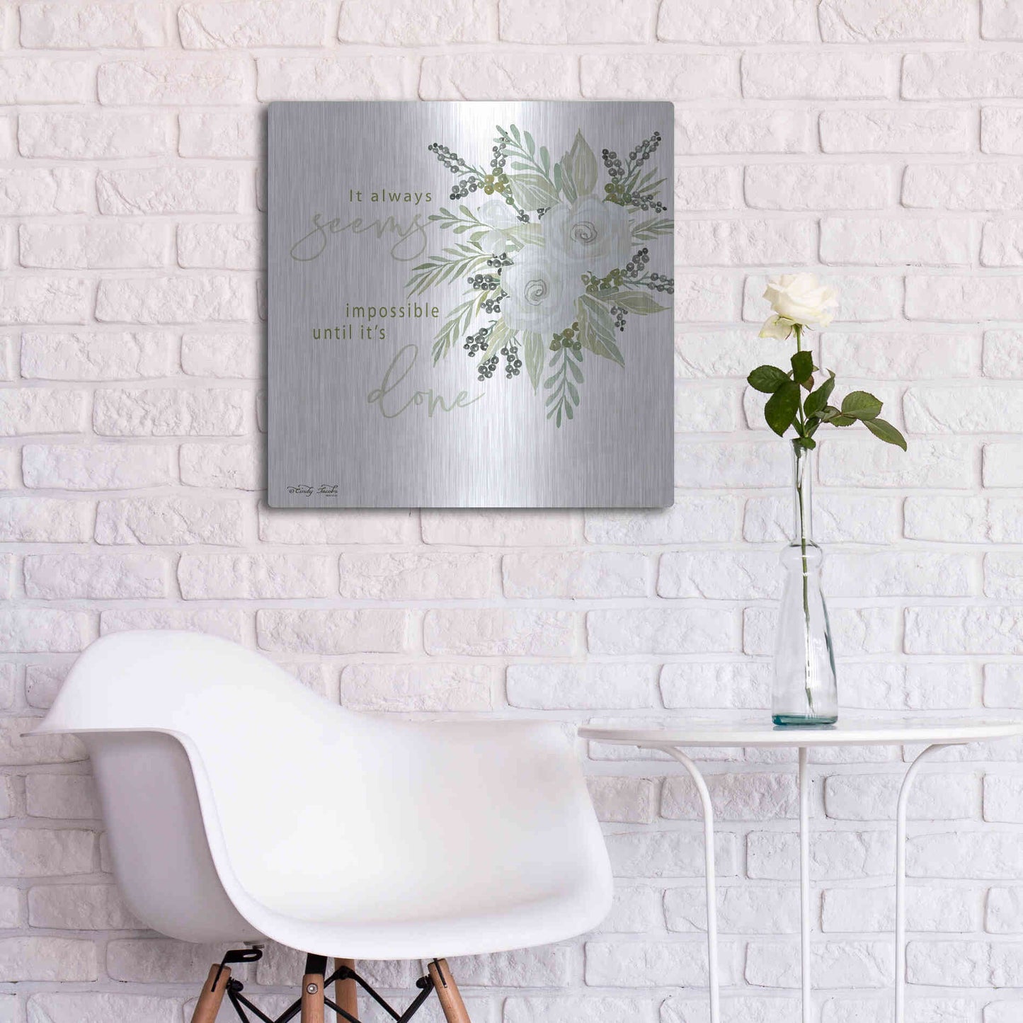 Luxe Metal Art 'It's Done' by Cindy Jacobs, Metal Wall Art,24x24